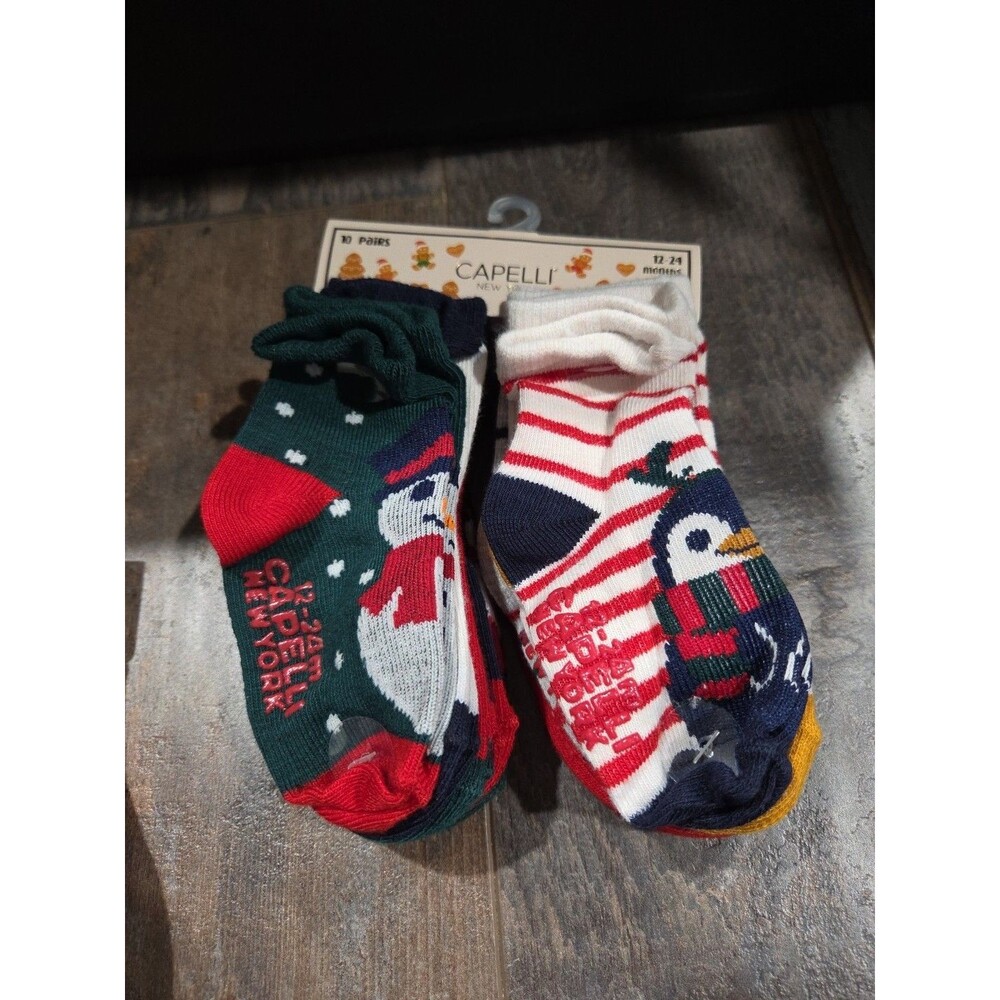 NIP Capelli New York Christmas Socks 12-24 Month Snowman Penguin Gingerbread B10